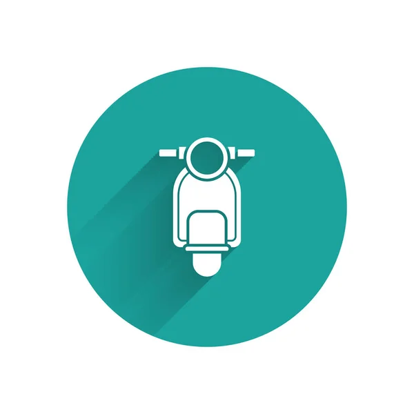 Icono Blanco Vespa Aislado Con Sombra Larga Botón Círculo Verde — Vector de stock