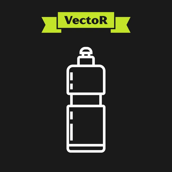 Weiße Linie Plastikflasche für flüssiges Waschmittel, Bleichmittel, Spülmittel oder ein anderes Reinigungsmittel Symbol auf schwarzem Hintergrund isoliert. Vektorillustration — Stockvektor