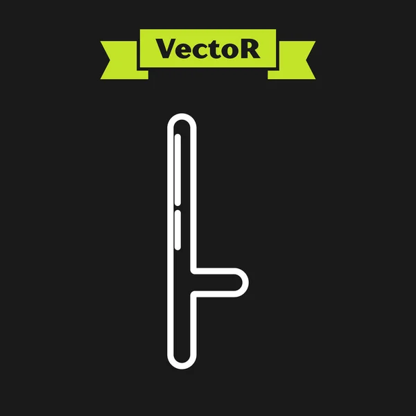Weiße Linie Polizei Gummiknüppel Symbol isoliert auf schwarzem Hintergrund. Gummiknüppel. Polizeihubschrauber. Polizeiausrüstung. Vektorillustration — Stockvektor