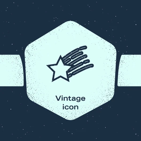 Línea Grunge Icono Estrella Cayendo Aislado Sobre Fondo Azul Estrella — Archivo Imágenes Vectoriales
