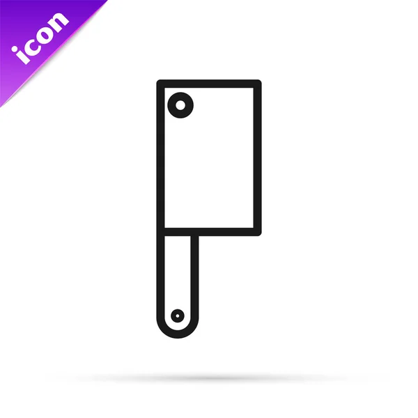 Icono de picador de carne de línea negra aislado sobre fondo blanco. Cuchillo de cocina para carne. Cuchillo de carnicero. Ilustración vectorial — Vector de stock