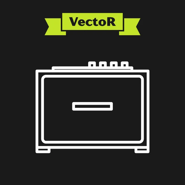 Ligne blanche Icône de l'amplificateur de guitare isolé sur fond noir. Instrument de musique. Illustration vectorielle — Image vectorielle