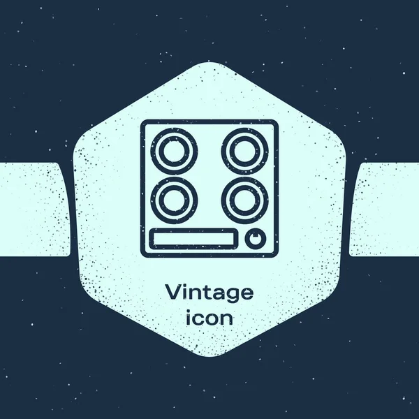 Grunge Line Ikona Plynového Sporáku Izolovaná Modrém Pozadí Znamení Kuchaře — Stockový vektor