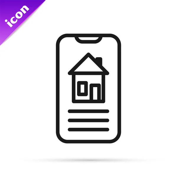 Zwarte lijn Smart Home icoon geïsoleerd op witte achtergrond. Afstandsbediening. Vector illustratie — Stockvector