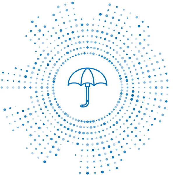Ligne Bleue Classique Élégant Ouvert Icône Parapluie Isolé Sur Fond — Image vectorielle