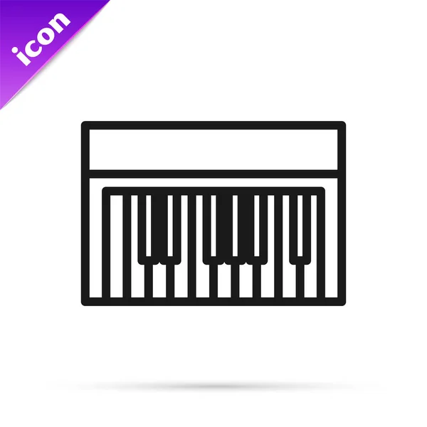 Ligne noire Icône de synthétiseur de musique isolé sur fond blanc. Piano électronique. Illustration vectorielle — Image vectorielle