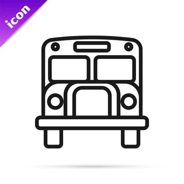 Černá čára školní autobus ikona izolované na bílém pozadí. Symbol veřejné dopravy. Vektorová ilustrace — Stockový vektor
