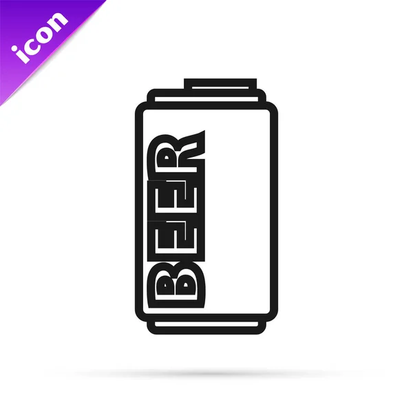 Linea nera La birra può icona isolata su sfondo bianco. Illustrazione vettoriale — Vettoriale Stock