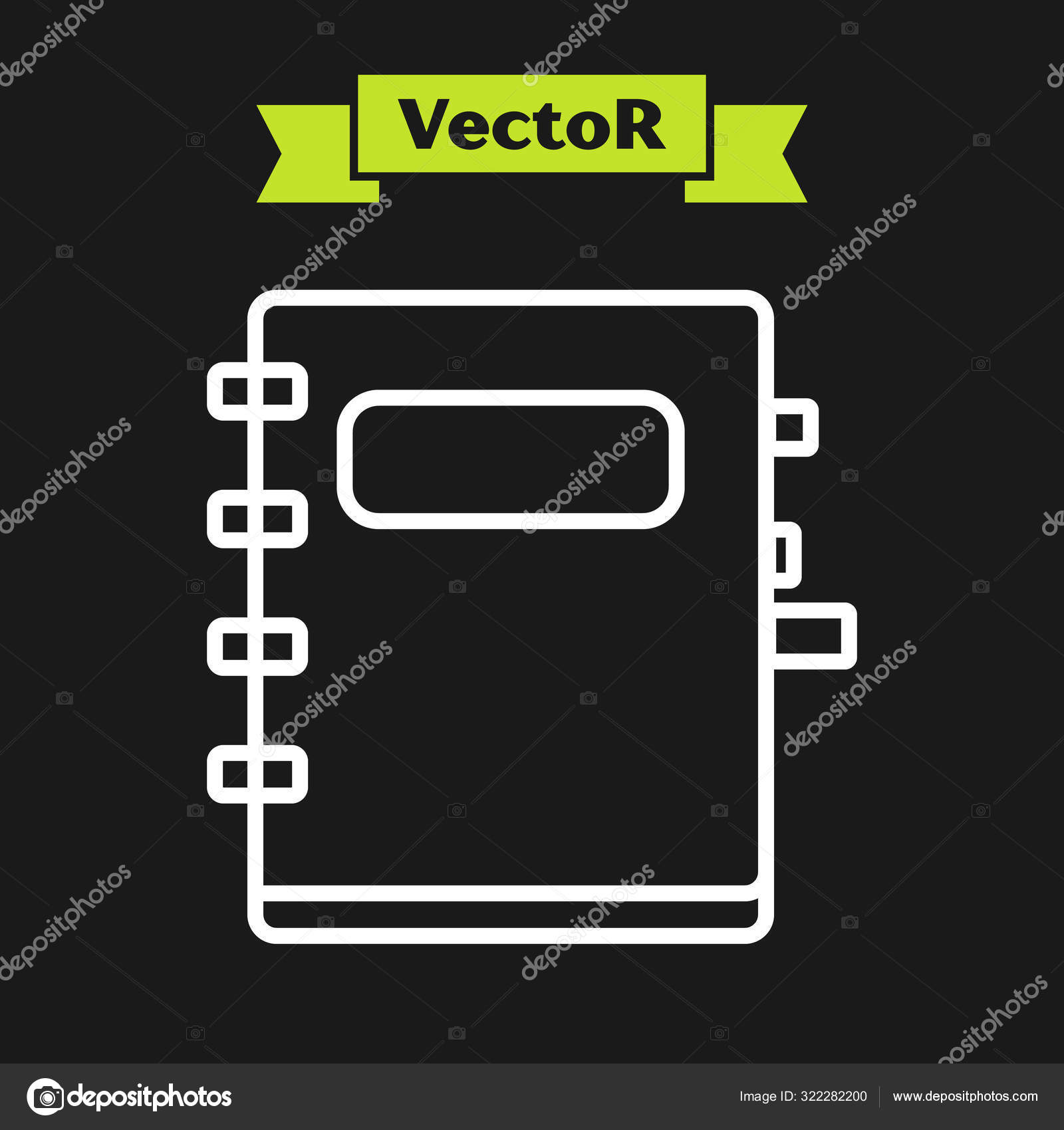 White Line Notebook Icon Isolated On Black Background Spiral Notepad Icon School Notebook Writing Pad Diary For School Vector Illustration Vector Image By C Vectoroksana Vector Stock