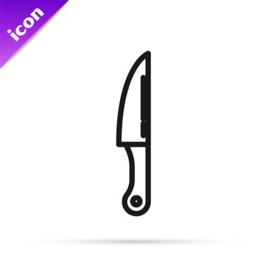 Siyah çizgi bıçak simgesi beyaz arkaplanda izole edildi. Çatal bıçak sembolü. Vektör İllüstrasyonu