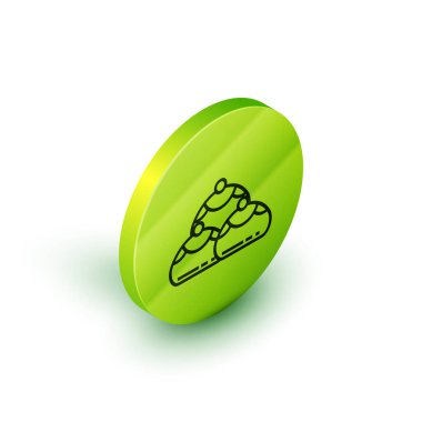 Beyaz arka planda izole edilmiş Yahudi tatlı fırın ikonu. Hanuka sufganiyot. Yahudi paskalya pastası. Yeşil daire düğmesi. Vektör İllüstrasyonu