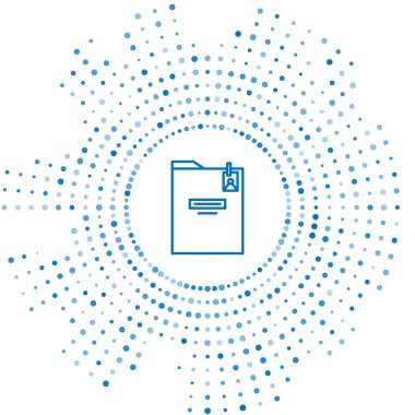 Mavi satır kişisel klasör simgesi beyaz arkaplanda izole edildi. Soyut çember rastgele noktalar. Vektör İllüstrasyonu