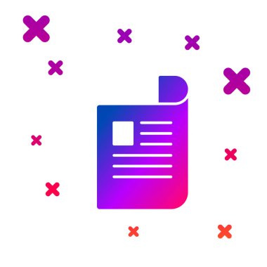 Beyaz arka planda izole renkli belge simgesi. Dosya simgesi. Kontrol listesi simgesi. İş konsepti. Degrade rasgele dinamik şekiller. Vektör Illustration