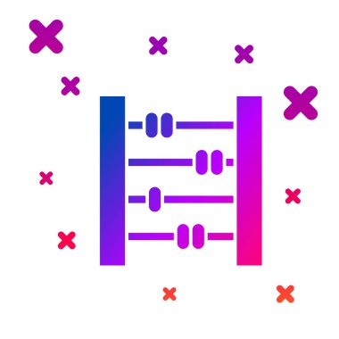 Beyaz arkaplanda izole edilmiş renkli Abaküs simgesi. Geleneksel sayım çerçevesi. Eğitim işareti. Matematik okulu. Kademeli rastgele dinamik şekiller. Vektör İllüstrasyonu
