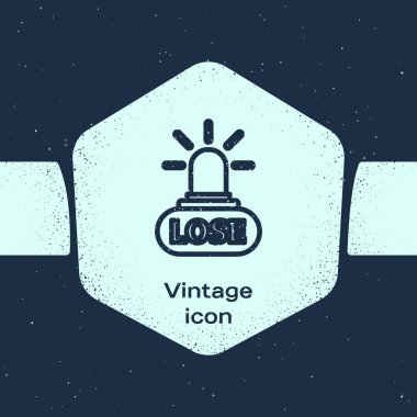 Grunge line Casino losing icon isolated on blue background. Monochrome vintage drawing. Vector Illustration vector stock vector