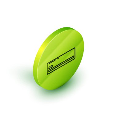 İzoelektrik hat klima simgesi beyaz arkaplanda izole edildi. Sistemin havalandırmasını böl. Soğuk ve soğuk iklim kontrol sistemi. Yeşil daire düğmesi. Vektör İllüstrasyonu