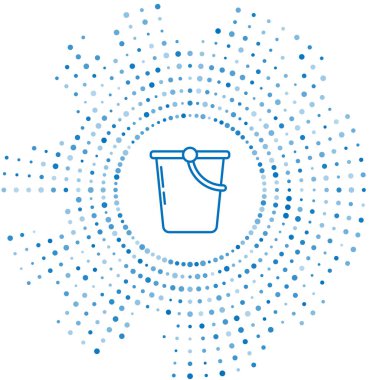 Mavi çizgi Bucket simgesi beyaz arkaplanda izole edildi. Soyut çember rastgele noktalar. Vektör İllüstrasyonu