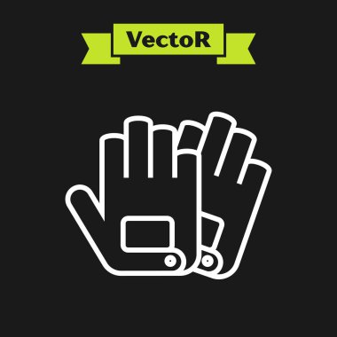 Siyah arkaplanda beyaz çizgi eldivenleri simgesi izole edildi. Olağanüstü bir spor. Spor malzemeleri. Vektör İllüstrasyonu