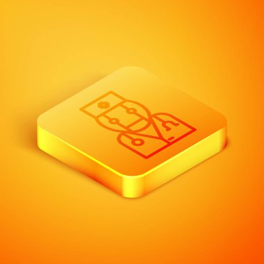 Isome hattı robot doktor ikonu turuncu arka planda izole edildi. Tıbbi online danışmanlık robot silueti yapay zeka. Turuncu kare düğme. Vektör İllüstrasyonu