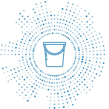 Mavi çizgi Bucket simgesi beyaz arkaplanda izole edildi. Soyut çember rastgele noktalar. Vektör İllüstrasyonu