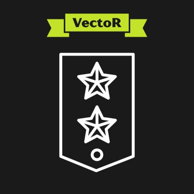 Beyaz çizgi sembolü siyah arkaplanda izole edildi. Askeri rozet işareti. Vektör İllüstrasyonu