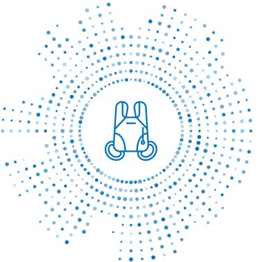 Mavi çizgi paraşüt simgesi beyaz arkaplanda izole edildi. Olağanüstü bir spor. Spor malzemeleri. Soyut çember rastgele noktalar. Vektör İllüstrasyonu