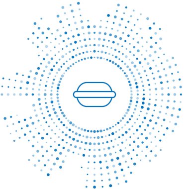 Mavi çizgi makarnalı kurabiye ikonu beyaz arkaplanda izole edilmiş. Makarna tatlı fırın. Soyut çember rastgele noktalar. Vektör İllüstrasyonu