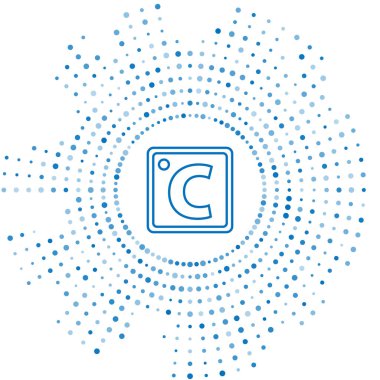 Mavi çizgi Celsius simgesi beyaz arkaplanda izole edildi. Soyut çember rastgele noktalar. Vektör İllüstrasyonu