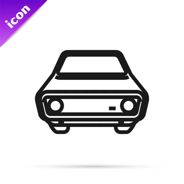 Línea negra Icono del coche aislado sobre fondo blanco. Vista frontal. Ilustración vectorial — Vector de stock