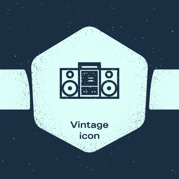 Grunge Line Home Stereo Two Speakers Icon Isolated Blue Background — ストックベクタ