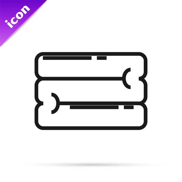 Línea negra Icono de pila de toallas aislado sobre fondo blanco. Ilustración vectorial — Archivo Imágenes Vectoriales