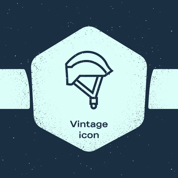 Línea Grunge Icono Del Casco Bicicleta Aislado Sobre Fondo Azul — Vector de stock