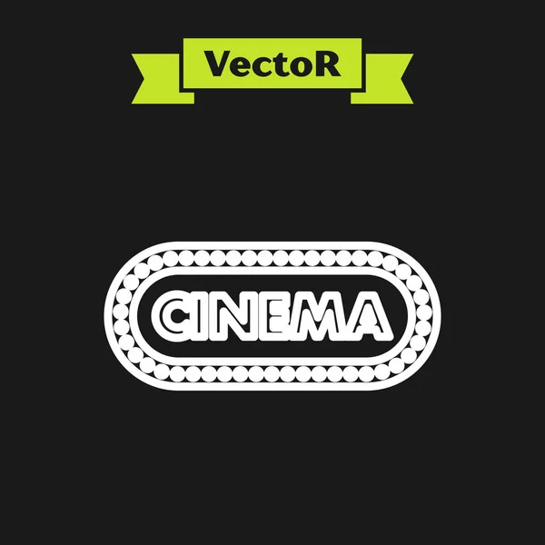 Línea blanca Cinema póster diseño plantilla icono aislado sobre fondo negro. Diseño de banner de concepto de tiempo de película. Ilustración vectorial — Vector de stock