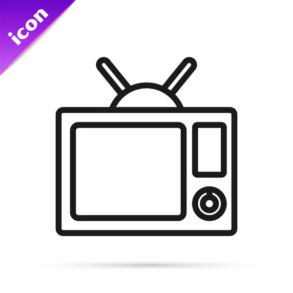 Zwarte lijn Tv pictogram geïsoleerd op witte achtergrond. Televisieteken. Vector Illustratie — Stockvector