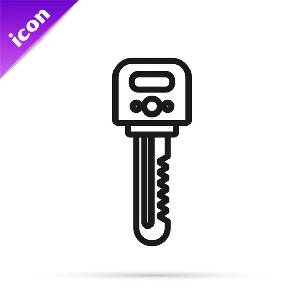 Black line Key icon isolated on white background. Vector Illustration — Stock Vector