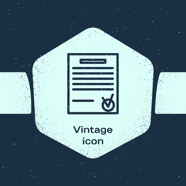 Línea Grunge Documento Confirmado Marca Verificación Icono Aislado Sobre Fondo — Archivo Imágenes Vectoriales