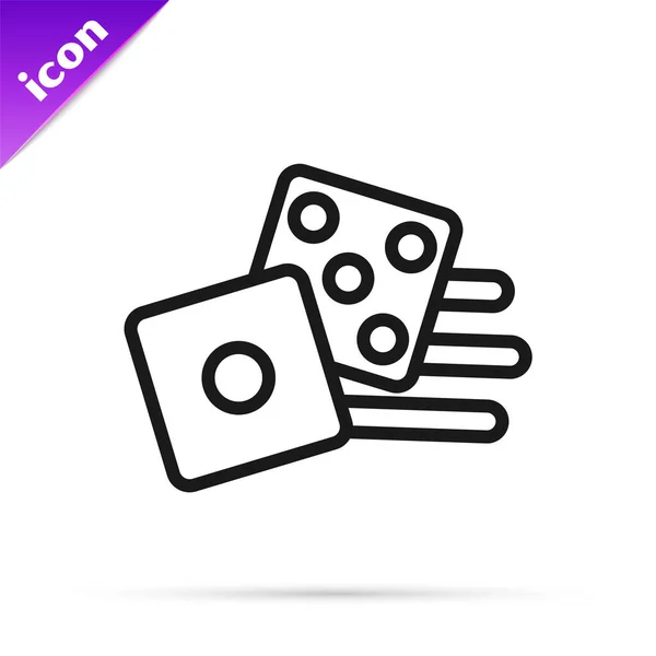 Black line Game dice icon isolated on white background. Casino gambling. Vector Illustration — Stock Vector