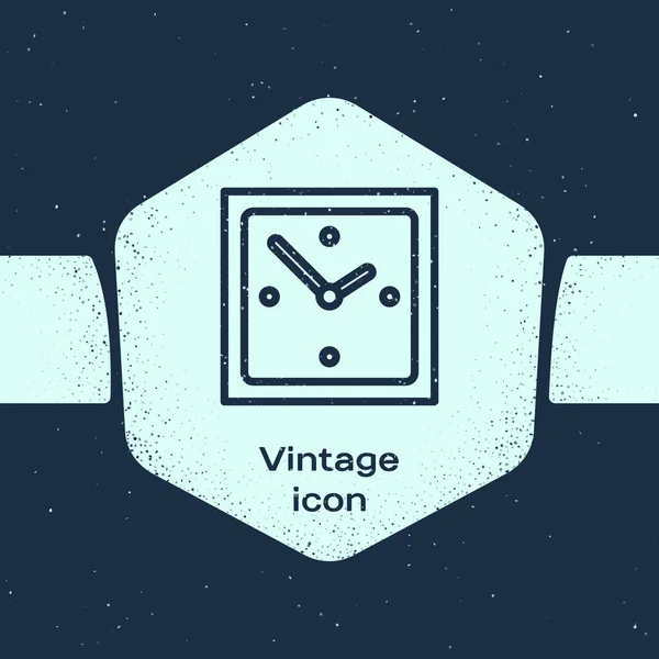 Grunge Line Uhr Icon Isoliert Auf Blauem Hintergrund Zeitsymbol Monochrome — Stockvektor