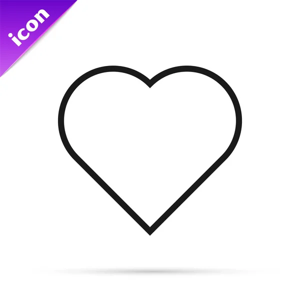 Черная линия Игральная карта с символом сердца значок изолирован на белом фоне. Игры в казино. Векторная миграция — стоковый вектор