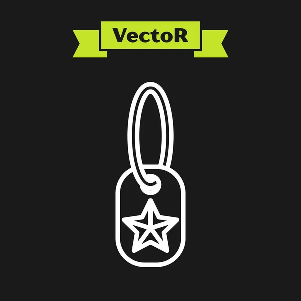 Weiße Linie militärisches Hundekennzeichen Symbol isoliert auf schwarzem Hintergrund. Identitätskennzeichen. Armeezeichen. Vektorillustration — Stockvektor