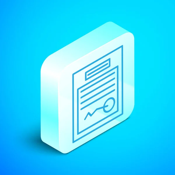 Изометрическая линия Заполненная форма иконка на синем фоне. Значок файла. Reecklist icon. Бизнес-концепция. Серебряная кнопка. Векторная миграция — стоковый вектор