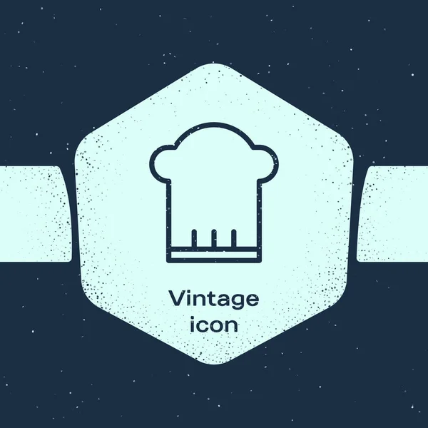Grunge Line Chef Hat Icon Isolated Blue Background Cooking Symbol — Stock Vector
