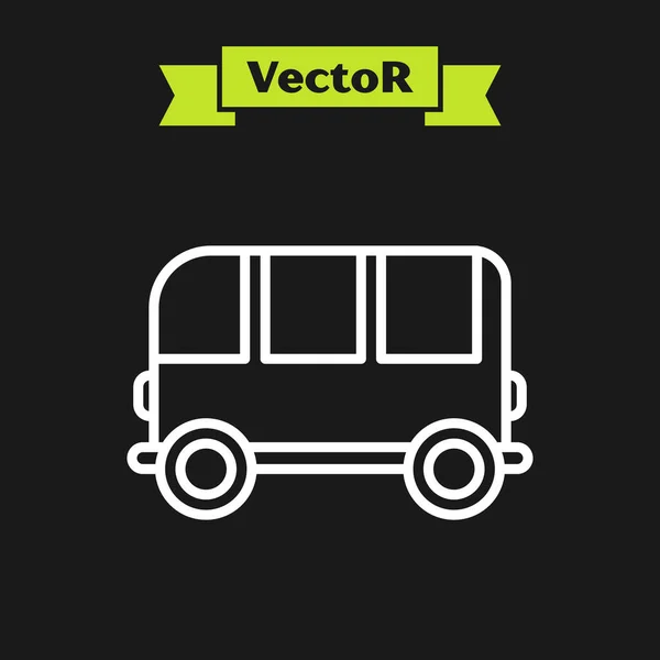 Línea blanca Icono del autobús escolar aislado sobre fondo negro. Ilustración vectorial — Vector de stock