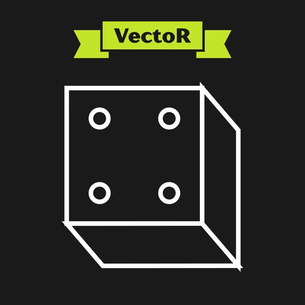 Würfelsymbol mit weißer Linie isoliert auf schwarzem Hintergrund. Casino-Glücksspiel. Vektorillustration — Stockvektor