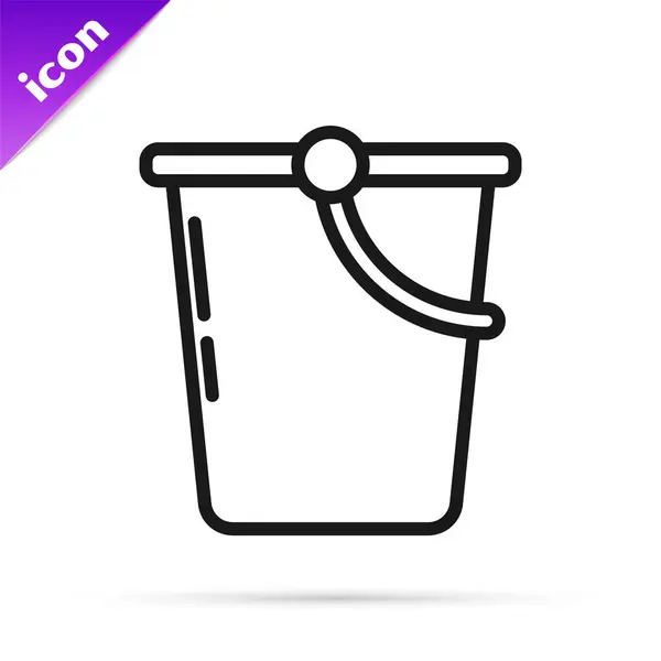 Black line Bucket icon isolated on white background. Vector Illustration — Stock Vector