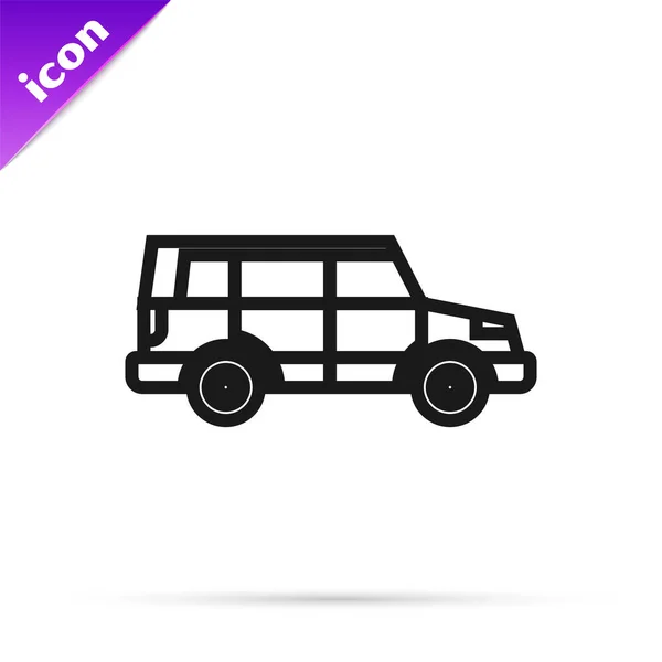 Svart linje Off road bil ikon isolerad på vit bakgrund. Jeepskylt. Vektor Illustration — Stock vektor