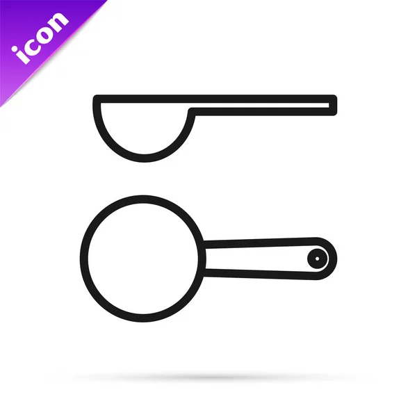Siyah çizgi ölçme kaşığı simgesi beyaz arkaplanda izole edildi. Vektör İllüstrasyonu