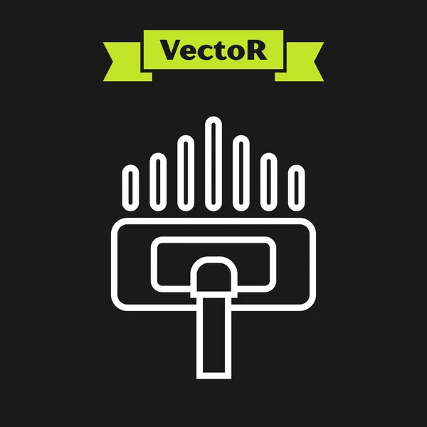 Weiße Linie Reinigungsservice Symbol isoliert auf schwarzem Hintergrund. Staubsaugerkopf im Kreis, Logo zur Teppichreinigung. Vektorillustration — Stockvektor