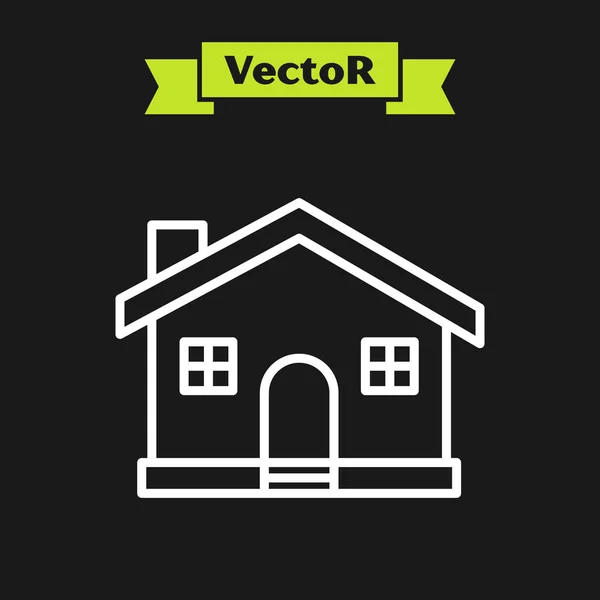 Weiße Linie Haus Symbol isoliert auf schwarzem Hintergrund. Heimatsymbol. Vektorillustration — Stockvektor