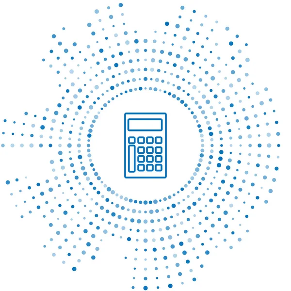 Icône Calculatrice Ligne Bleue Isolée Sur Fond Blanc Symbole Comptable — Image vectorielle